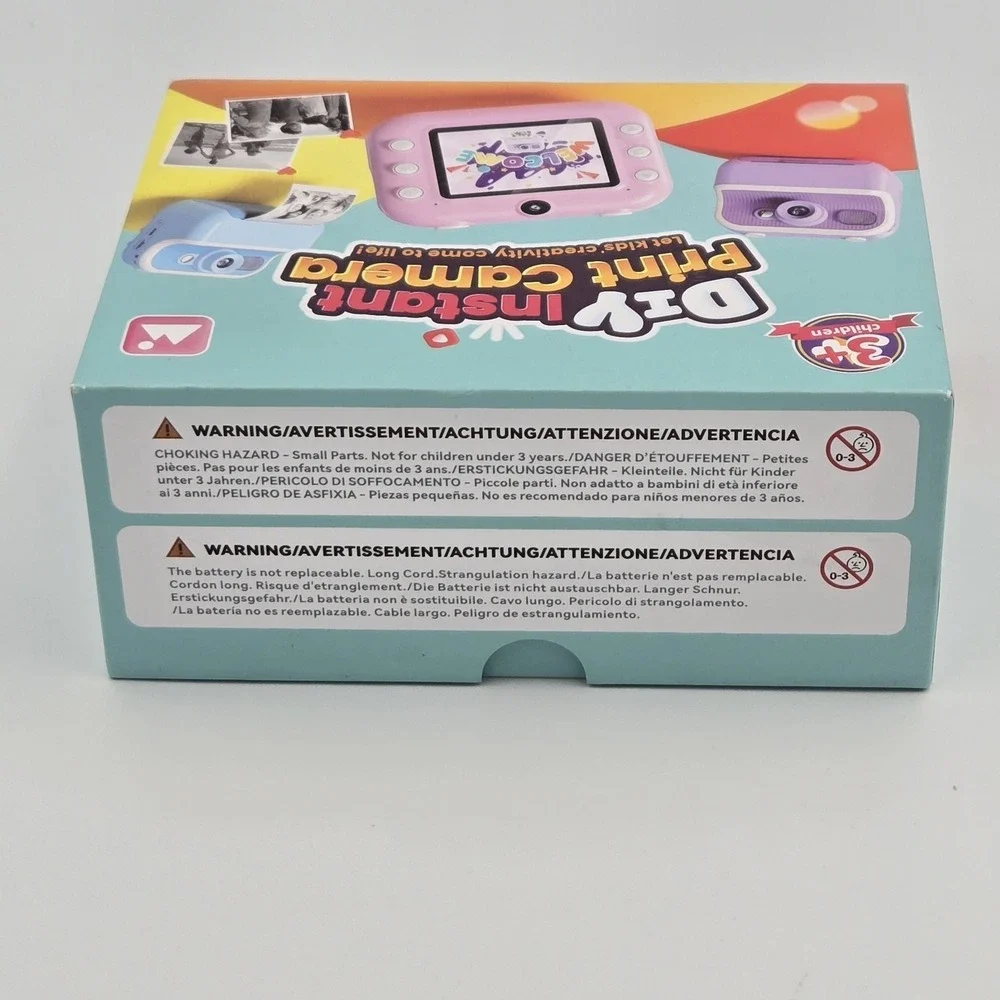 Kids Camera Instant‎ Print 2.4Inch, Instant Print 2 Rolls Purple With Strap New